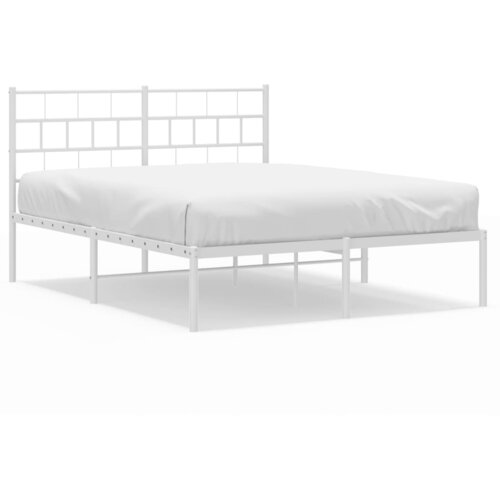 Maison Chic Kovinski Posteljni okvir - Dvoposteljna postelja - Zakonska postelja z vzglavjem bel 140x200 cm, (21692951) Slike