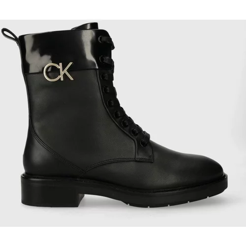 Calvin Klein Nizki škornji RUBBER SOLE COMBAT BOOT W/HW ženski, črna barva, HW0HW01717