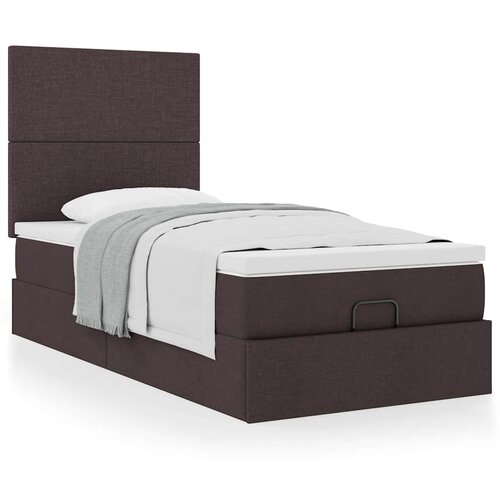 VidaXL Otomanski posteljni okvir z vzmetnico rjav 100x200 cm blago Slike