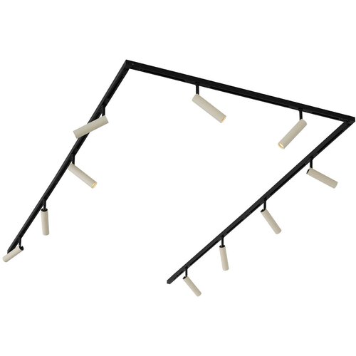 QAZQA Modern railsysteem met 10 spots beige met zwart 1-fase - Slimline Uzzy Slike