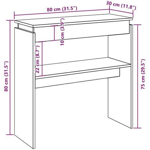 vidaXL Konzolni stol Artisan hrast 80x30x80 cm konstruirano drvo Cijene