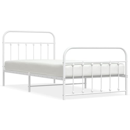 Maison Chic Kovinski Posteljni okvir - Enojna postelja - Postelja za odrasle z vzglavjem in vznožjem bel 100x200 cm, (21695761) Slike
