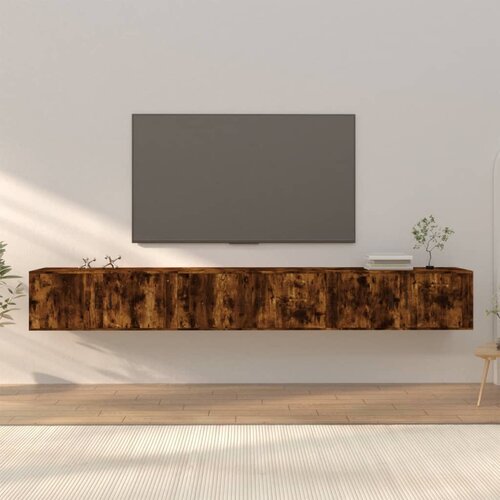 vidaXL Stenska TV omarica 3 kosi dimljen hrast 100x34,5x40 cm Cene