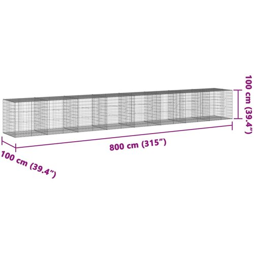  Gabionska ko&amp;scaron;ara s poklopcem 800x100x100 cm pocinčano željezo Slike