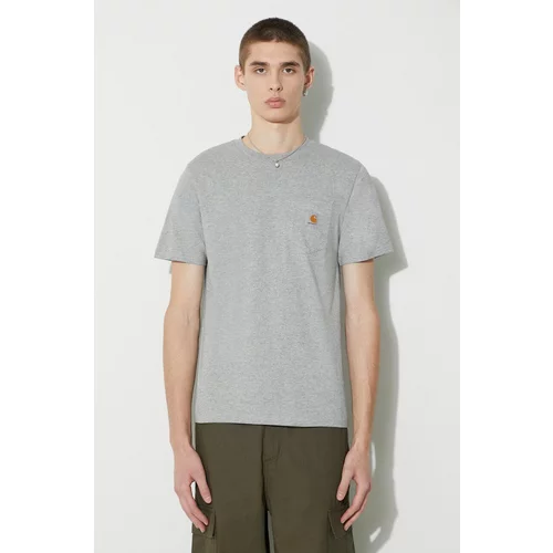 Carhartt WIP Pamučna majica S/S Pocket T-Shirt za muškarce, boja: siva, melanž, I030434.V6XX