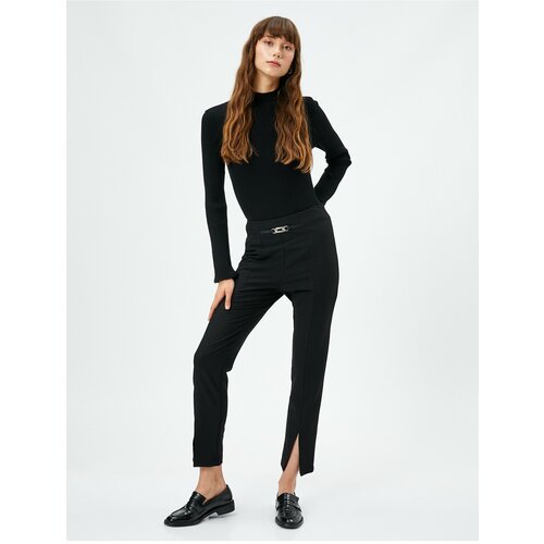 Koton Fabric Trousers with Slit and Belt Detail Cene
