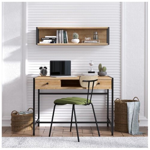 Radni Sto PENA 72x100 cm + zidna polica 24x100 cm braon/crna Slike