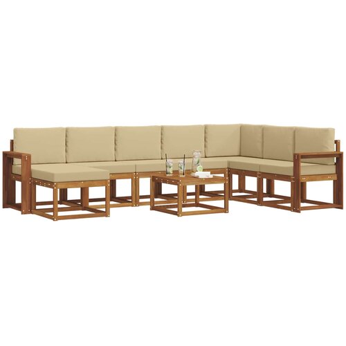  Set vanjskih sofa 9 kom. Prirodna i bež Slike