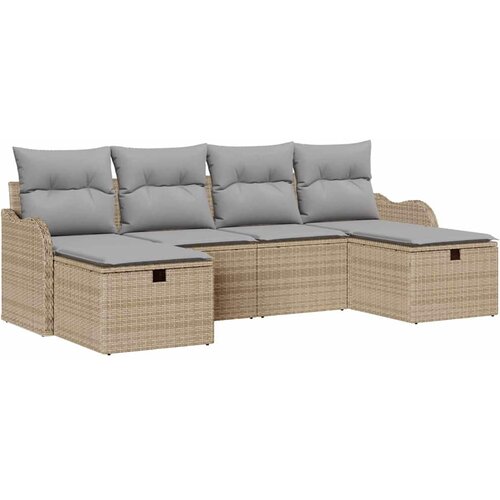 Set sofe 6 kom. 6-Broj sjedala Bež i svijetlo siva poliratan 231 x 117 x 85 cm Slike