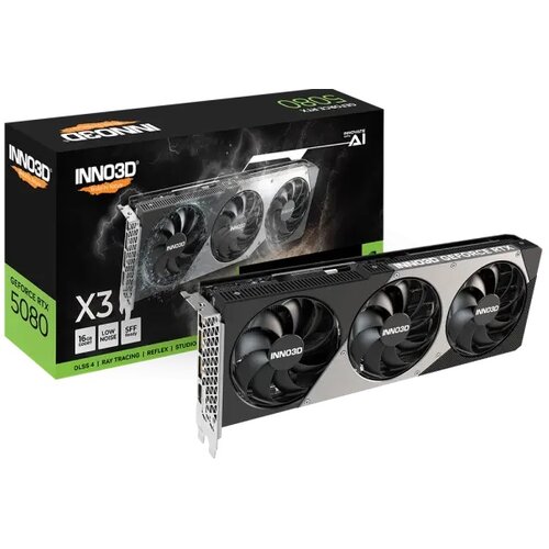 Inno3d NVIDIA GEFORCE RTX 5080 X3 16GB GDDR7 256bit, 2617 MHz / 30Gbps, 3x DP, 1x HDMI, 3 fan, 2 slot N50803-16D7-176068N Cene