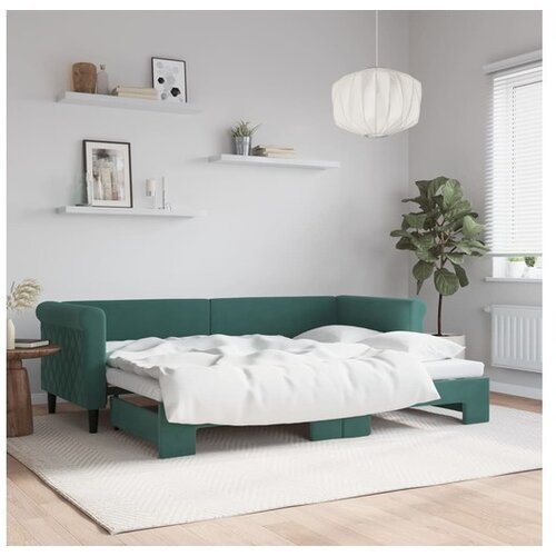 VidaXL Izvlečna dnevna postelja temno zelena 80x200 cm žamet Slike