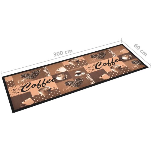  Kuhinjski tepih s uzorkom kave perivi smeđi 60 x 300 cm Slike