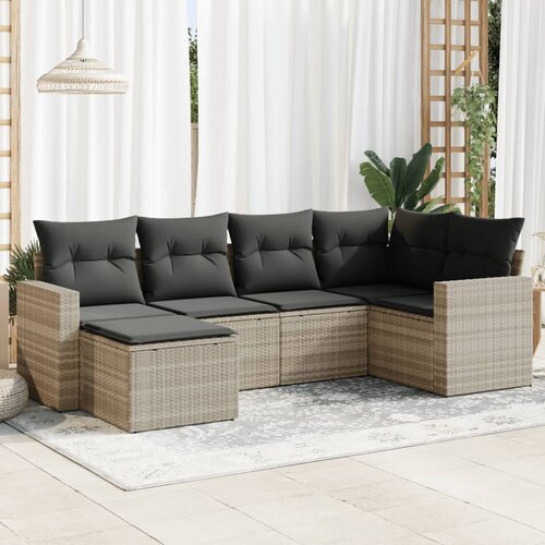 vidaXL 6-dijelni set vrtnih sofa od poliratana s jastucima svjetlosivi Cijene