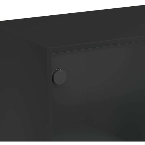  Visoka omara z vrati črna 68x37x109 cm inženirski les Slike