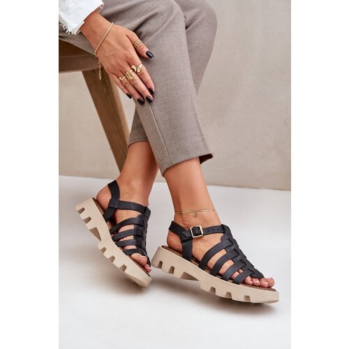 Lewski Shoes Leather Women's Sandals Zazoo 3695 Black Cene