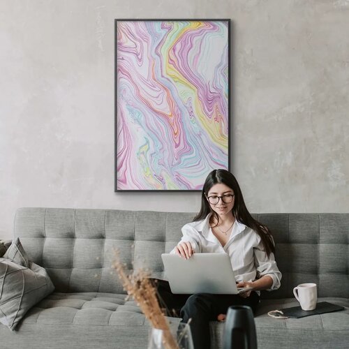  Plakat Colorful Dream - abstract shapes in pastel shades 60x90 Crni okvir Cijene