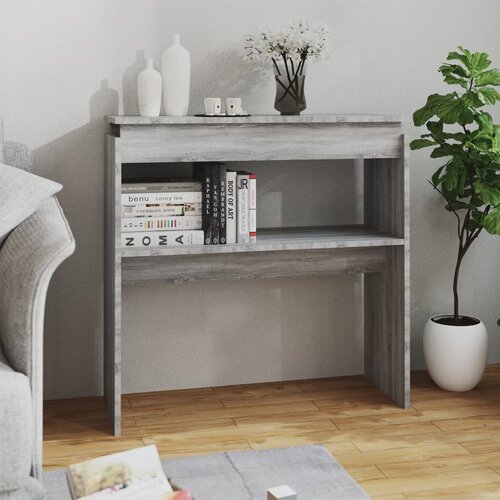 Maison Chic konzolna miza - miza ob steni siva sonoma 80x30x80 cm konstruiran les, (21786157) Slike