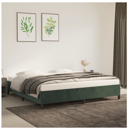  Posteljni okvir temno zelen 200x200 cm žamet Cene