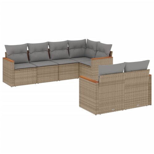  7-dijelni set vrtnih sofa od poliratana s jastucima bež 62 x 62 x 69 cm Slike