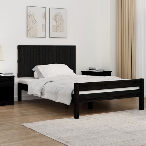 vidaXL Stensko posteljno vzglavje črno 127,5x3x60 cm trdna borovina Cene