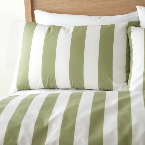 Catherine Lansfield Zelena/kremno bela enojna posteljnina 135x200 cm Cove Stripe &amp;ndash; Slike