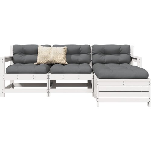 VidaXL 4-dijelni set vrtnih sofa od masivne borovine bijeli Slike