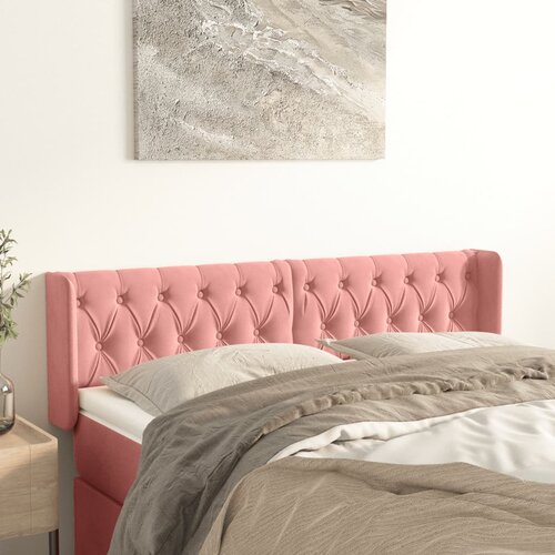 vidaXL Uzglavlje s ušima ružičasti 163x16x78/88 cm baršunasti Cijene