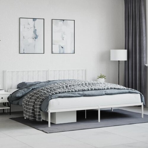  The Living Store Kovinski posteljni okvir z vzglavjem bel 200x200 cm - Posteljni Okvir, (21447554) Slike