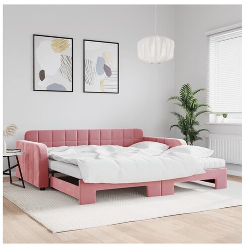 VidaXL Dnevni krevet na razvlačenje ružičasti 100 x 200 cm bar&amp;scaron;unasti Slike