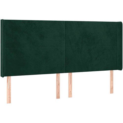  Uzglavlje s u&amp;scaron;ima tamnozeleno 163x16x118/128 cm bar&amp;scaron;unasto Slike
