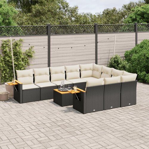 vidaXL 11-dijelni set vrtnih sofa od poliratana s jastucima crni Cijene