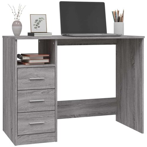 vidaXL Pisalna miza s predali siva sonoma 102x50x76 cm inženirski les Cene