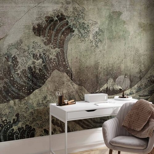  Foto tapeta - Great wave in Kanagwa in retro style - landscape of rough sea 500x350 Slike