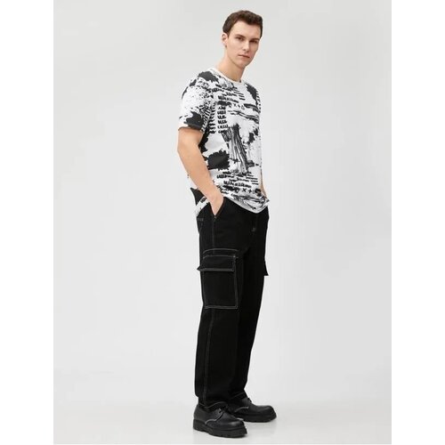 Koton Men&amp;#039;s Abstract Printed T-Shirt Crew Neck Short Sleeve Slike