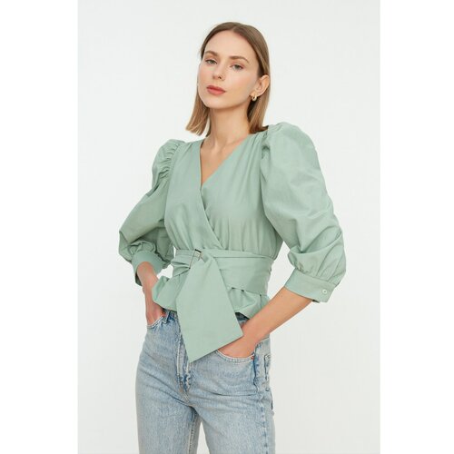 Trendyol Mint Tie Detailed Double Breasted Blouse Cene