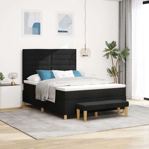 Box Spring Krevet s Madracem i Klupicom Crni 140x200 cm Tkanina Slike