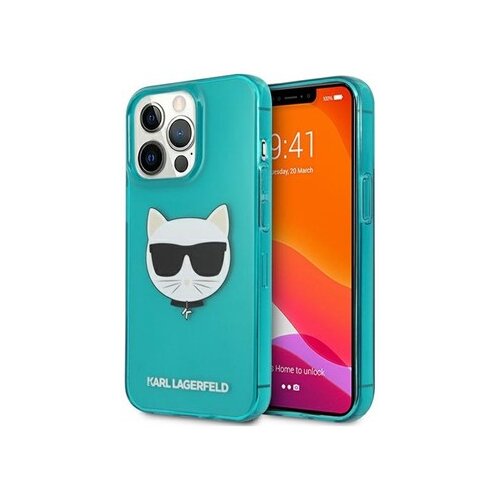 Karl Lagerfeld Originalen ovitek KLHCP13XCHTRB za iPhone 13 Pro Max turkizna silikonska zaščita - Choupetts head Cene