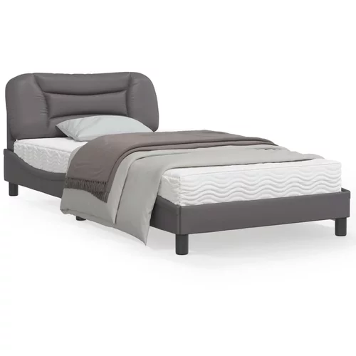 vidaXL Okvir za krevet s uzglavljem sivi 100x200 cm od umjetne kože