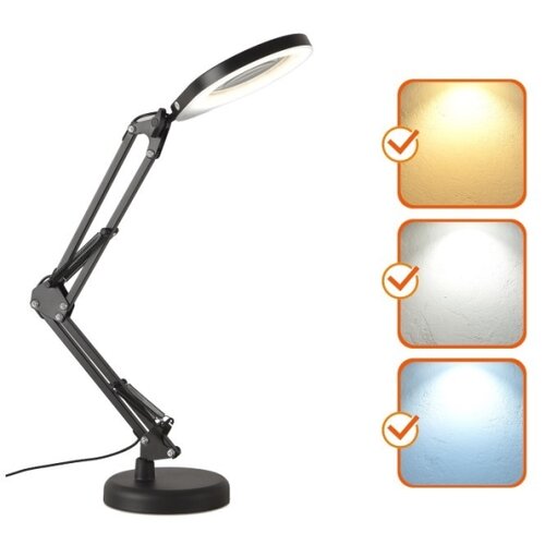 LED prigu&amp;scaron;iva stona lampa sa lupom 2u1 AURIQ LOUPE LED/10W/5V 3000/4000/6500K crna Slike