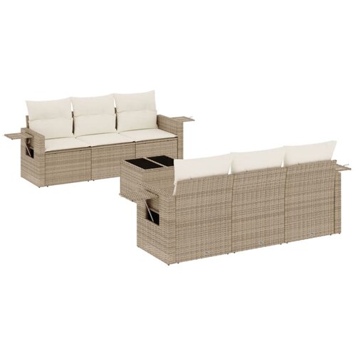  7-dijelni set vrtnih sofa od poliratana s jastucima bež 85 x 62 x 69 cm Slike
