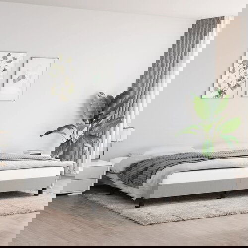 The Living Store Posteljni okvir brez vzmetnice svetlo siv 200x200 cm blago - Posteljni Okvir, (21526327) Slike