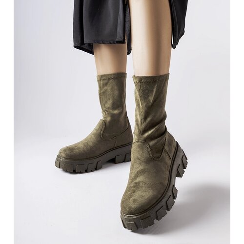 Gemre Green sock ankle boots eco-suede Pancrazio Cene