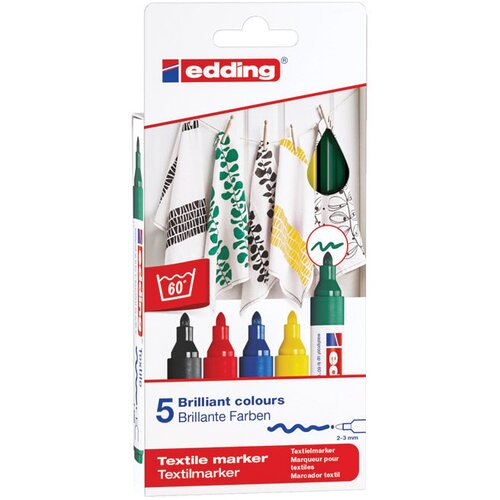  OZNAČEVALEC ZA TEKSTIL 2-3MM PK5 EDDING 4500 BLISTER Slike