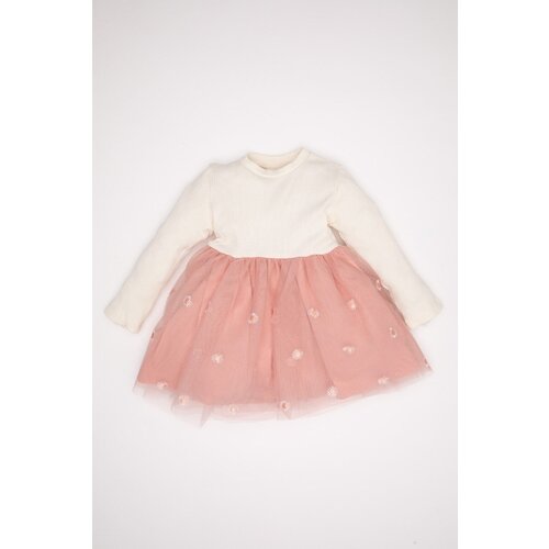 Defacto Baby Girl Crew Neck Long Sleeve Ribbed Camisole Tutu Dress Slike