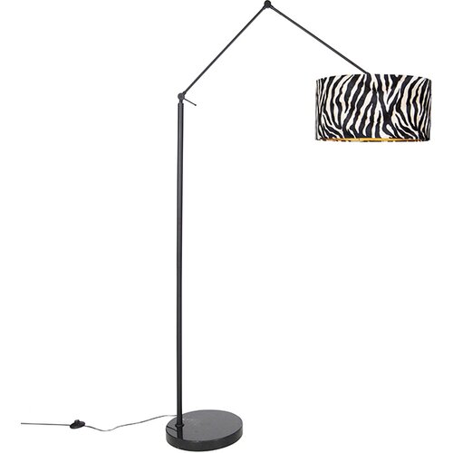 QAZQA Moderna talna svetilka črn senčnik zebra design 50 cm - Editor Slike
