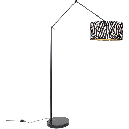 QAZQA Moderna talna svetilka črn senčnik zebra design 50 cm - Editor
