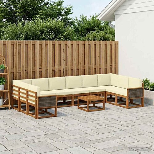  Set vanjskih sofa 11 kom. Prirodna i krem Čvrsto drvo akacije Cene