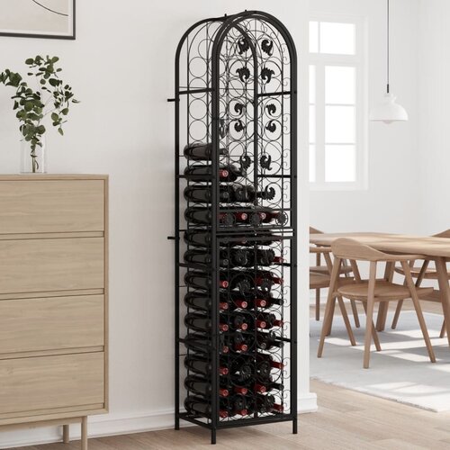  Stalak za vino za 73 boce crni 45 x 36 x 200 cm kovano željezo Cijene