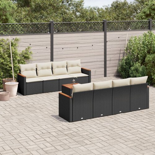 9-dijelni set vrtnih sofa s jastucima crni od poliratana Crna 61 x 62 x 69 cm Slike