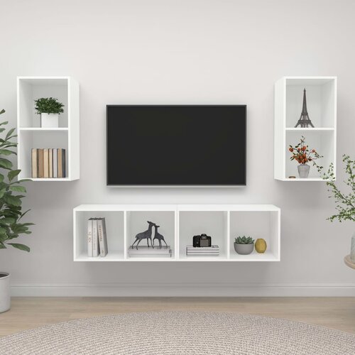  Zidni TV ormarići 4 kom bijeli od konstruiranog drva Cijene